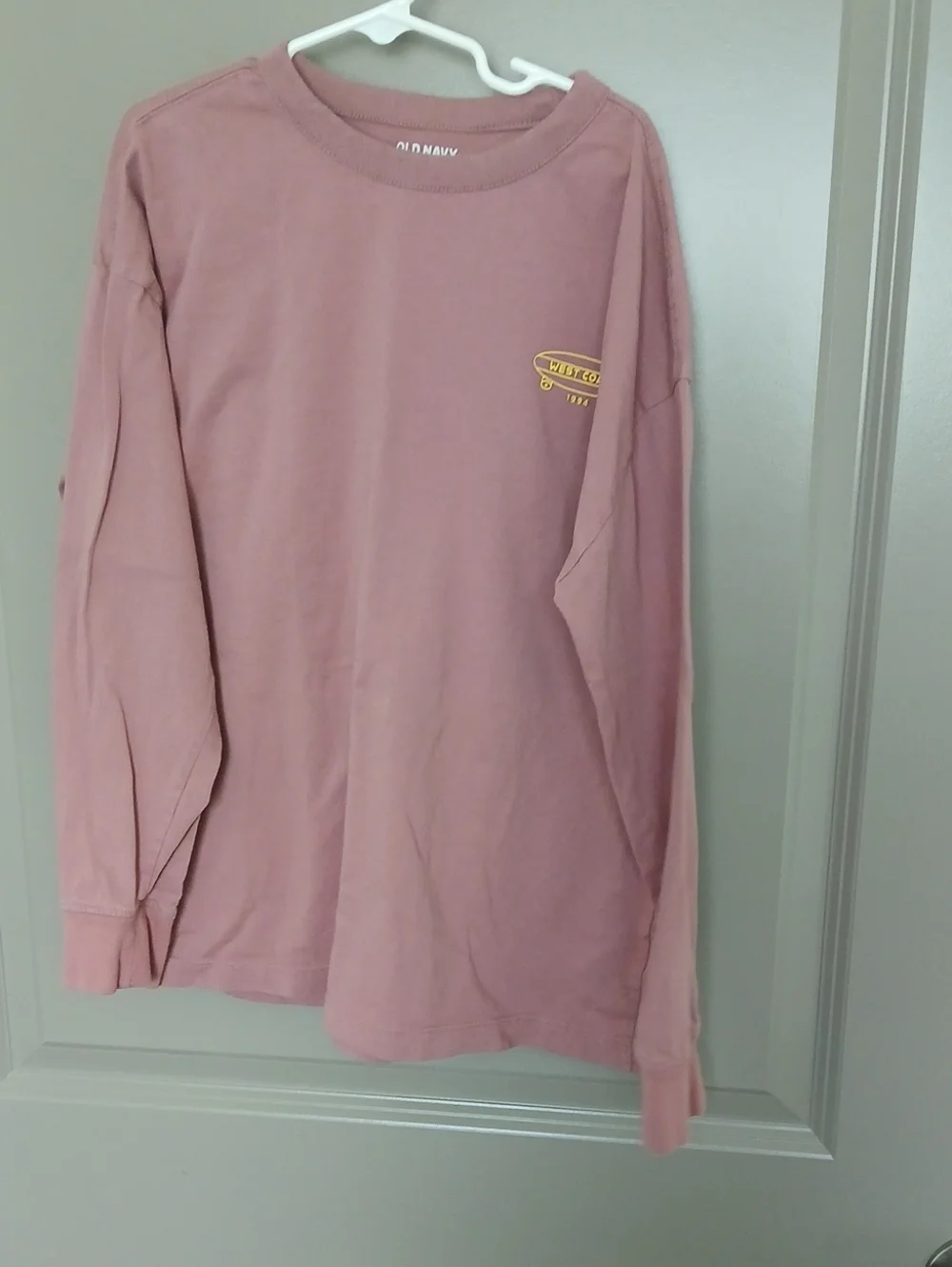 Old Navy Dusty Rose Long Sleeve Tee with Yellow Chest Logo